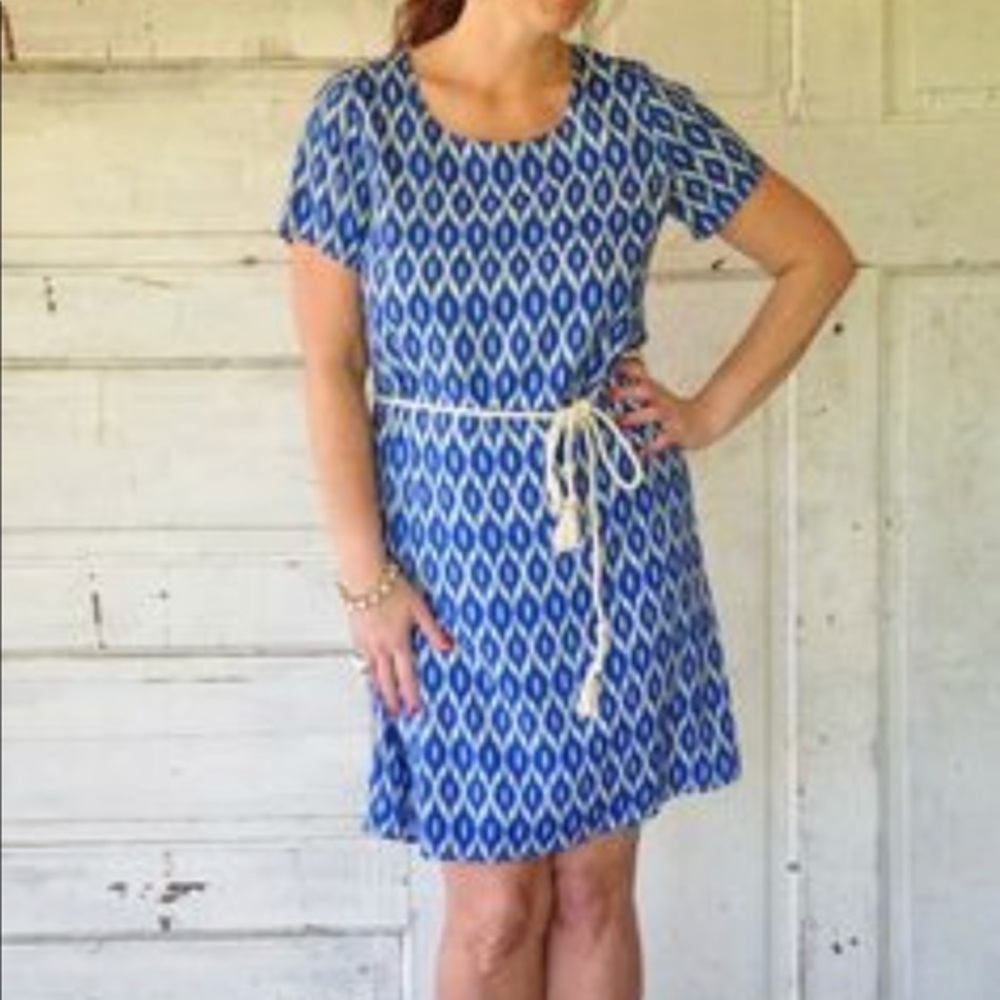 Pomelo Jocelyn Ikat Print Rope Belt Dress, Sz. S